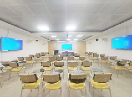 Conference room with a professional display panel